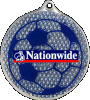 Advertising by Nationwide on a Football Reflector as part of their Cats Eyes for Kids campaign, providing a reflector to each primary school child throughout the UK